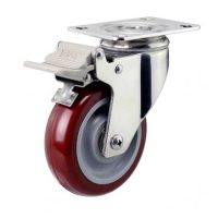 چرخ استیل پلی یورتان با پایه ترمزدار